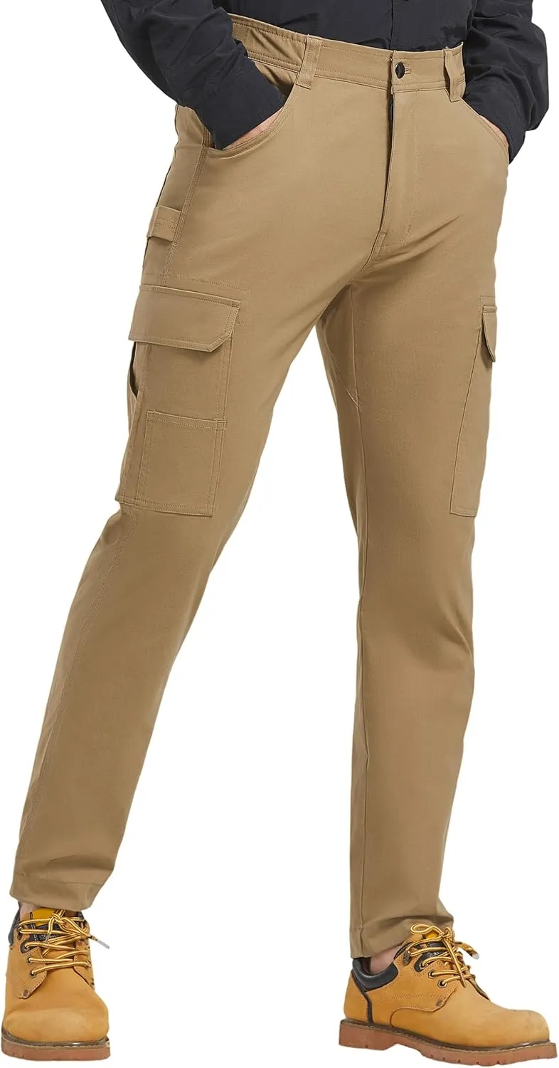 Men's Carpenter Cargo Pants Stretch Slim Fit Hiking Pants Waterproof Workout Outdoor Trousers with Pockets