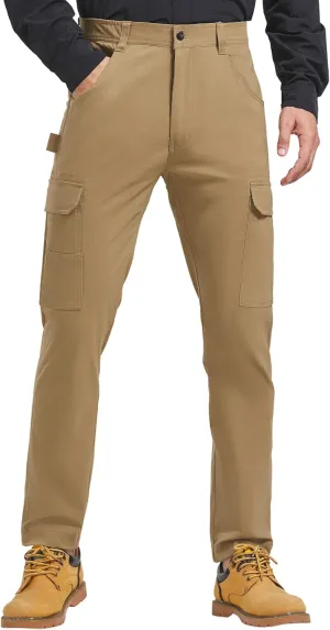 Men's Carpenter Cargo Pants Stretch Slim Fit Hiking Pants Waterproof Workout Outdoor Trousers with Pockets