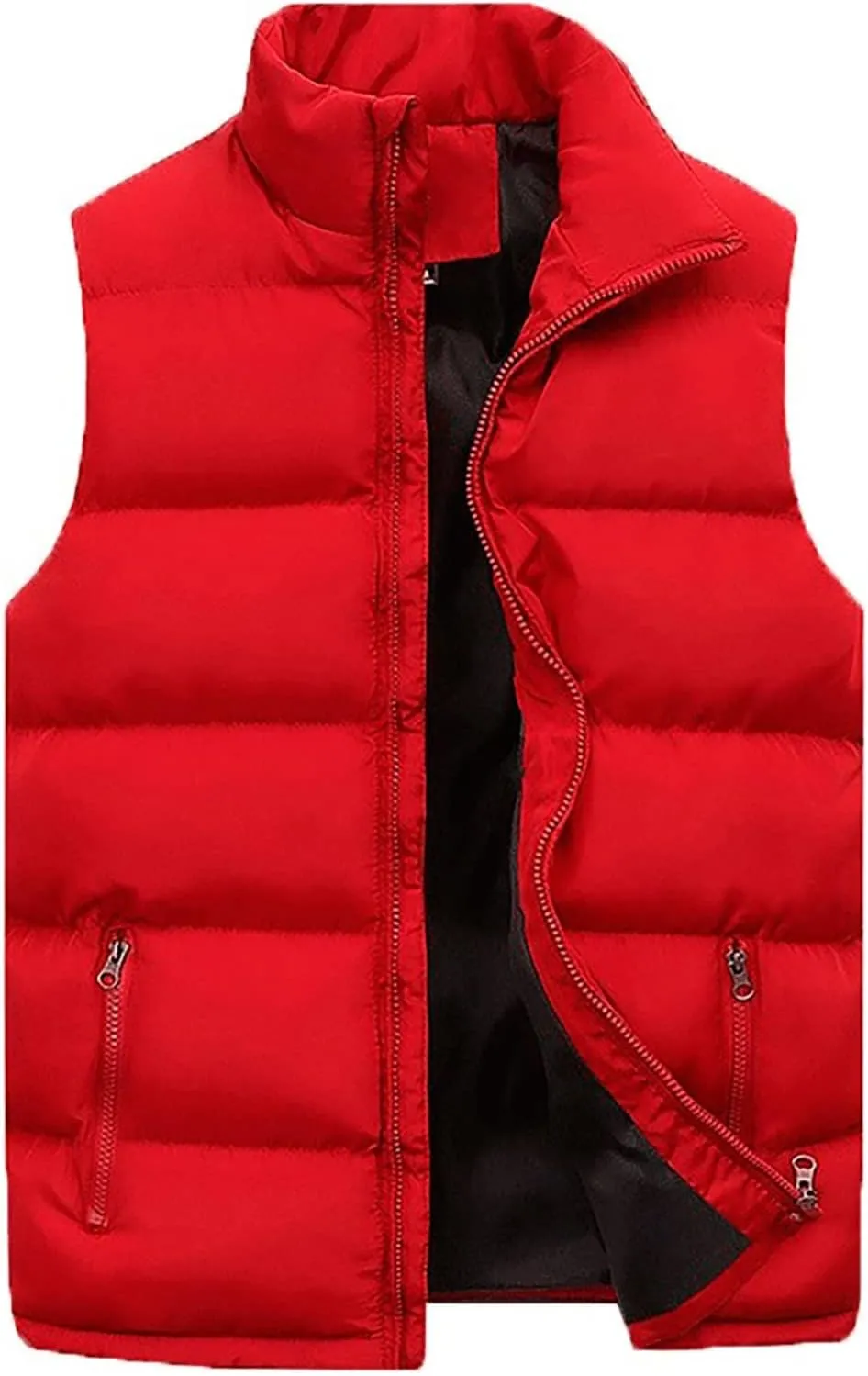 Men'S Puffer Vest,Winter Lightweight Polo Puffer Vest Zip Up Sleeveless Ski Vest Plus Size Outerwear Red,Black S-5Xl