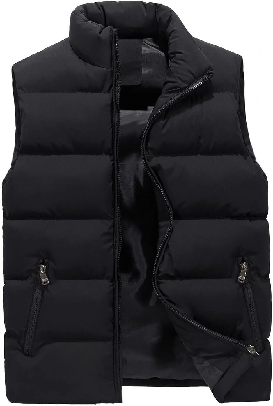 Men'S Puffer Vest,Winter Lightweight Polo Puffer Vest Zip Up Sleeveless Ski Vest Plus Size Outerwear Red,Black S-5Xl