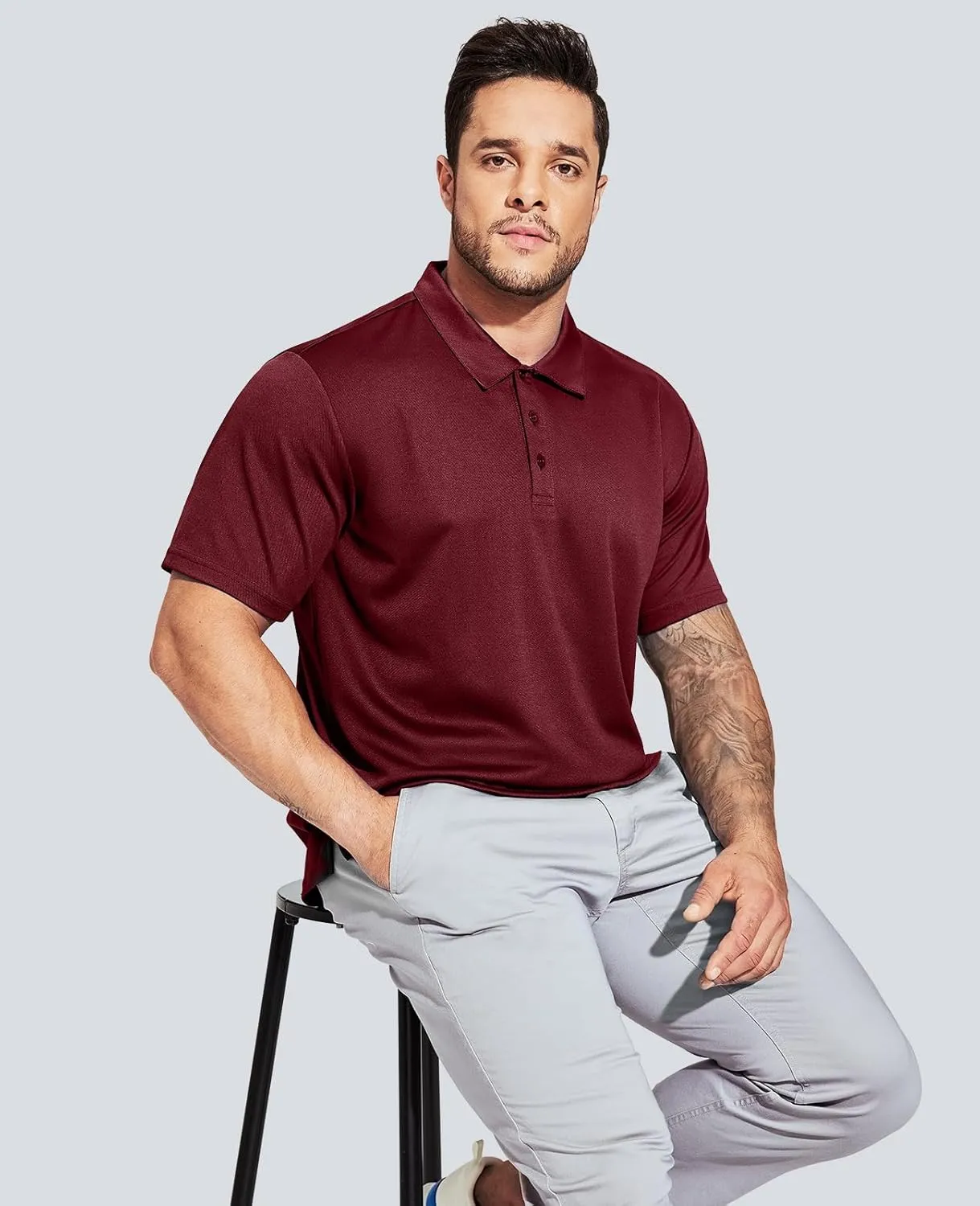 MIER Men's Quick Dry Polo Shirts Polyester Casual Collared Shirts Short Sleeve, Moisture-Wicking, Sun Protection