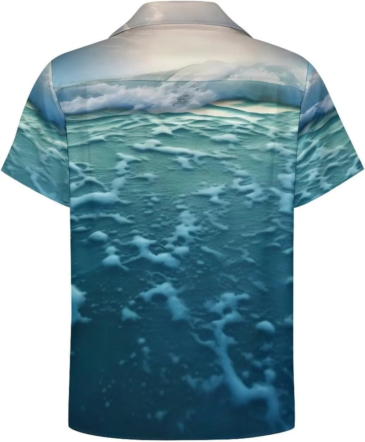 Ocean Print Cuban Collar Shirt Classic Design for Comfort and Style