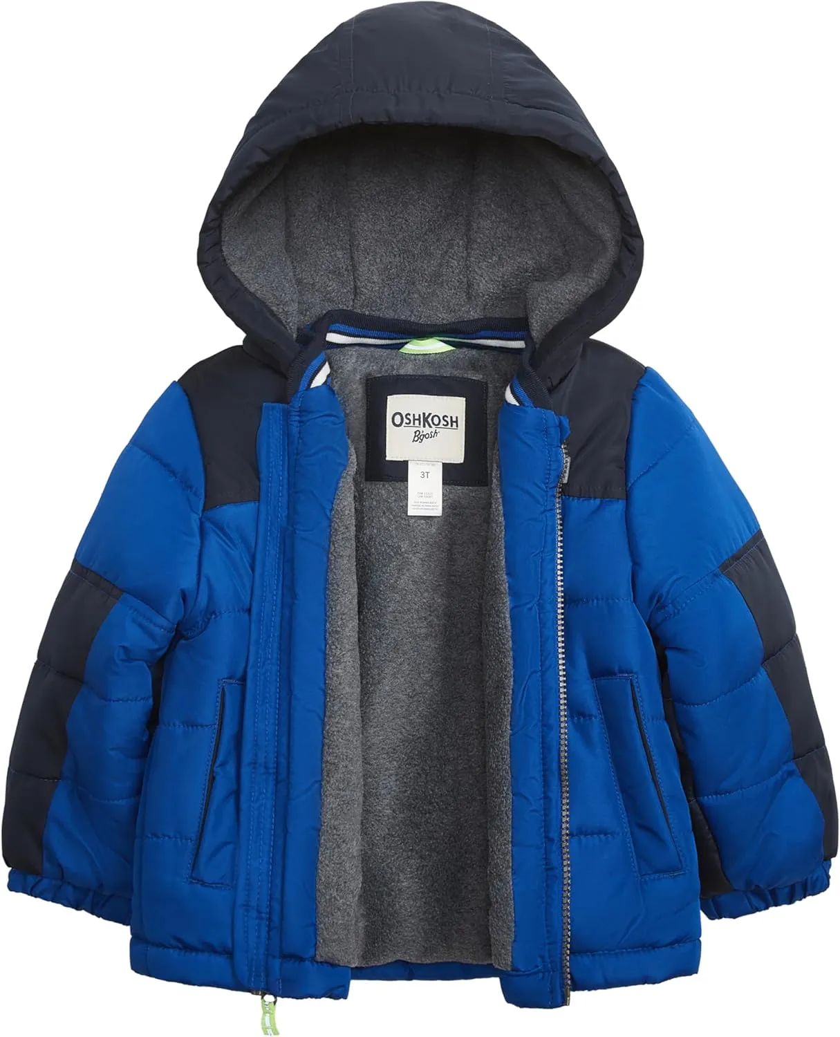 OSHKOSH B'GOSH Boys' Fleece-Lined Hooded Puffer Jacket Winter Coat