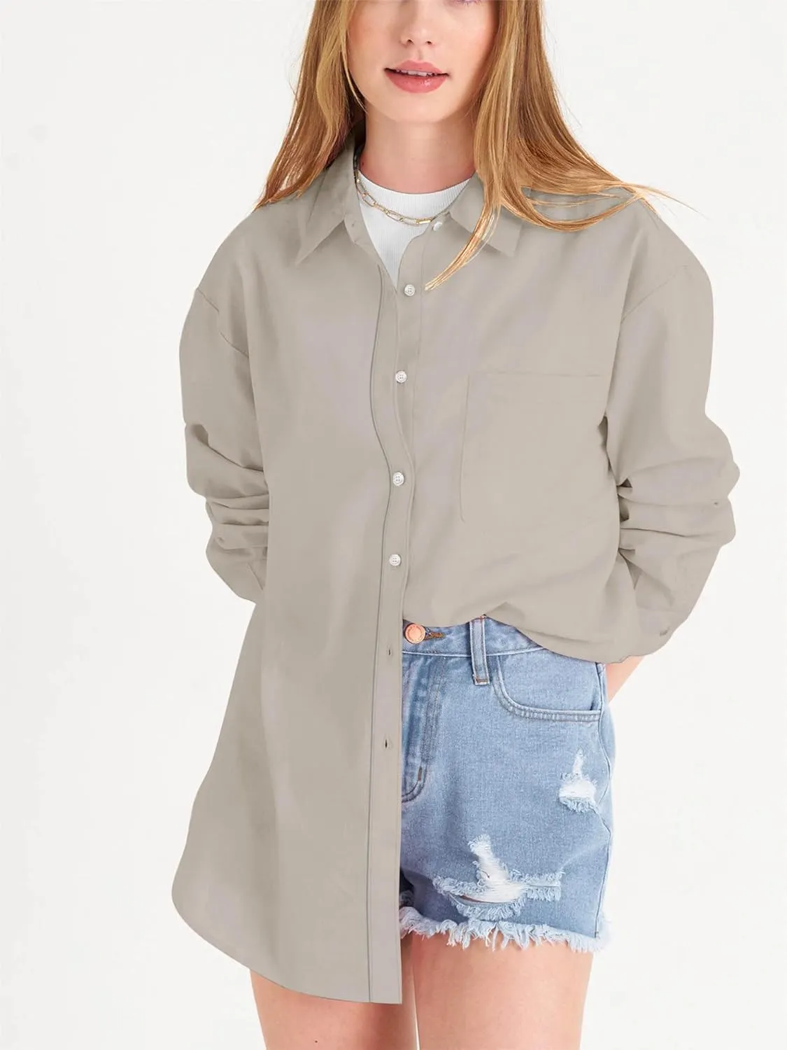 Paintcolors Womens Button Down Shirts Long Sleeve Dressy Casual Blouses Button Up Collared Shirts Tops for women