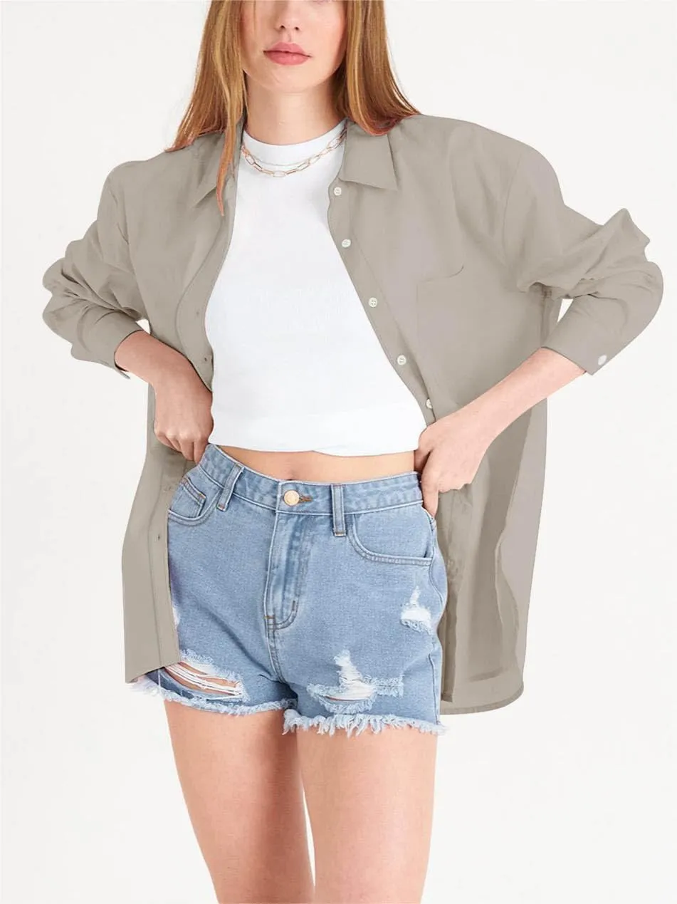 Paintcolors Womens Button Down Shirts Long Sleeve Dressy Casual Blouses Button Up Collared Shirts Tops for women