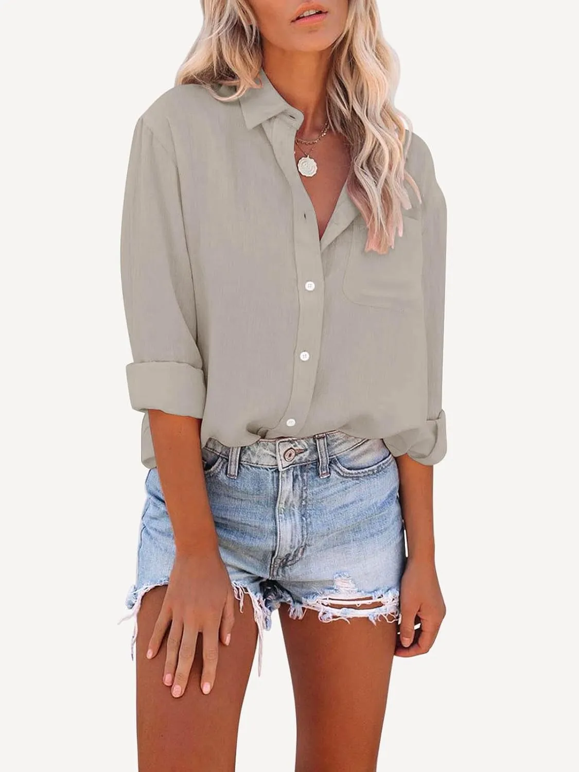 Paintcolors Womens Button Down Shirts Long Sleeve Dressy Casual Blouses Button Up Collared Shirts Tops for women