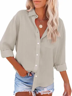 Paintcolors Womens Button Down Shirts Long Sleeve Dressy Casual Blouses Button Up Collared Shirts Tops for women