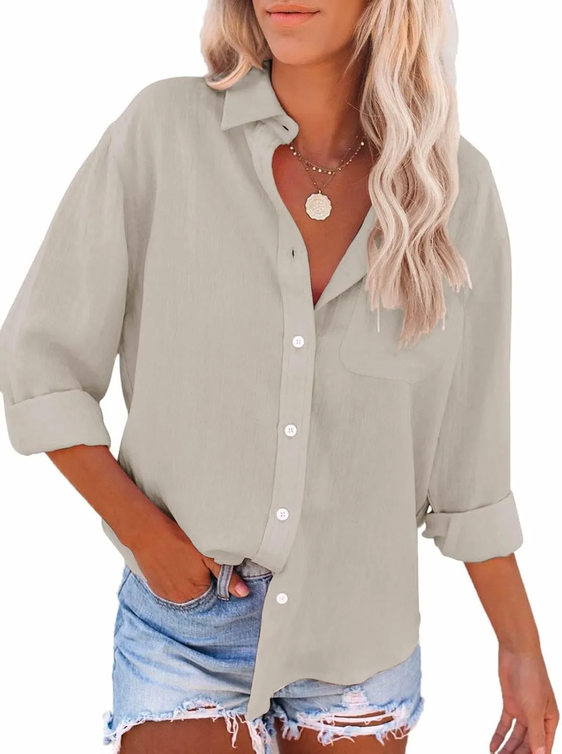 Paintcolors Womens Button Down Shirts Long Sleeve Dressy Casual Blouses Button Up Collared Shirts Tops for women