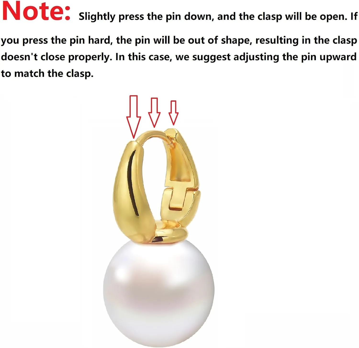 Pearl Drop Earrings, 14mm Elegant Big Pearl Earrings for Women, 14K Gold Plated Hoop Clasp, Pearl Dangle Earrings for Gift