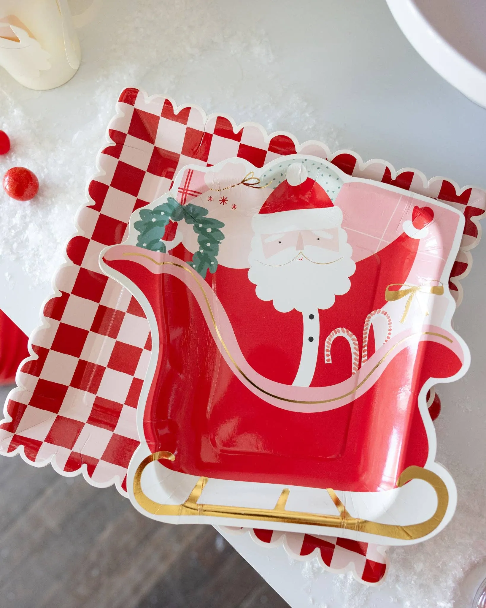 Pink & Red Checked Paper Plates 10"