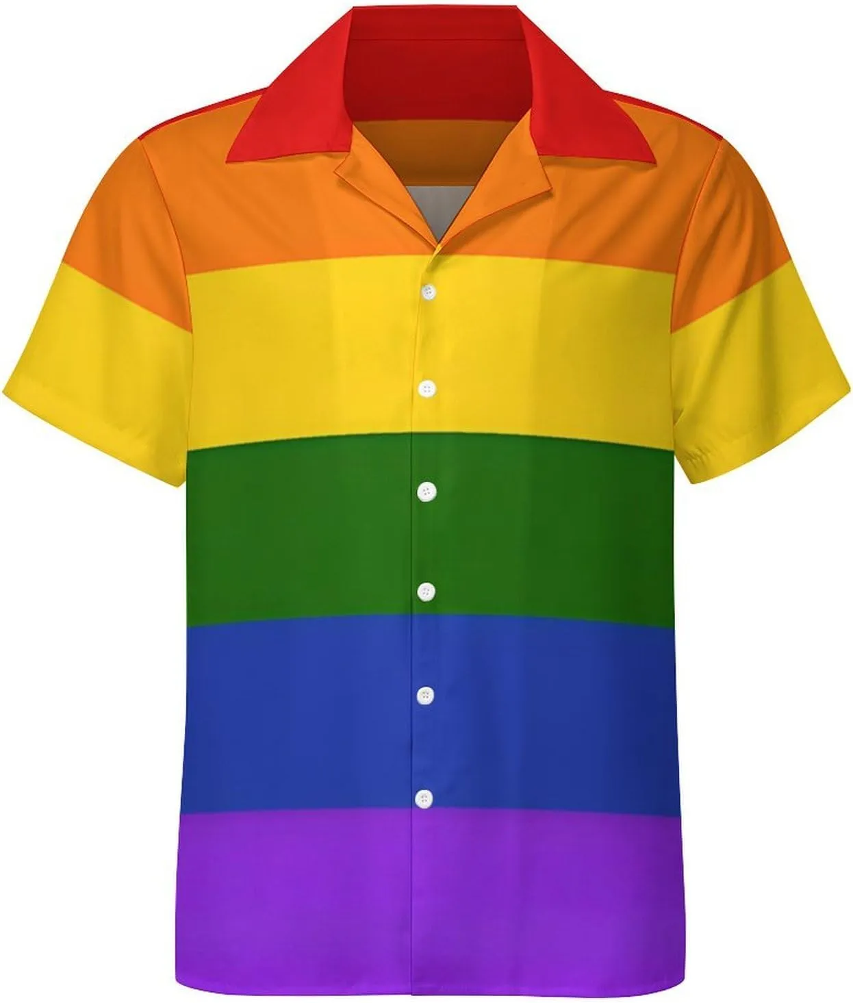 Rainbow Flag Print Cuban Collar Shirt Classic Design for Comfort and Style