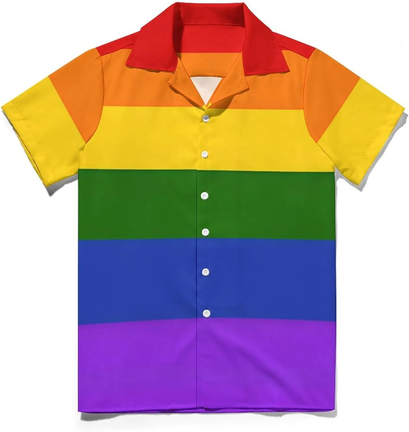 Rainbow Flag Print Cuban Collar Shirt Classic Design for Comfort and Style