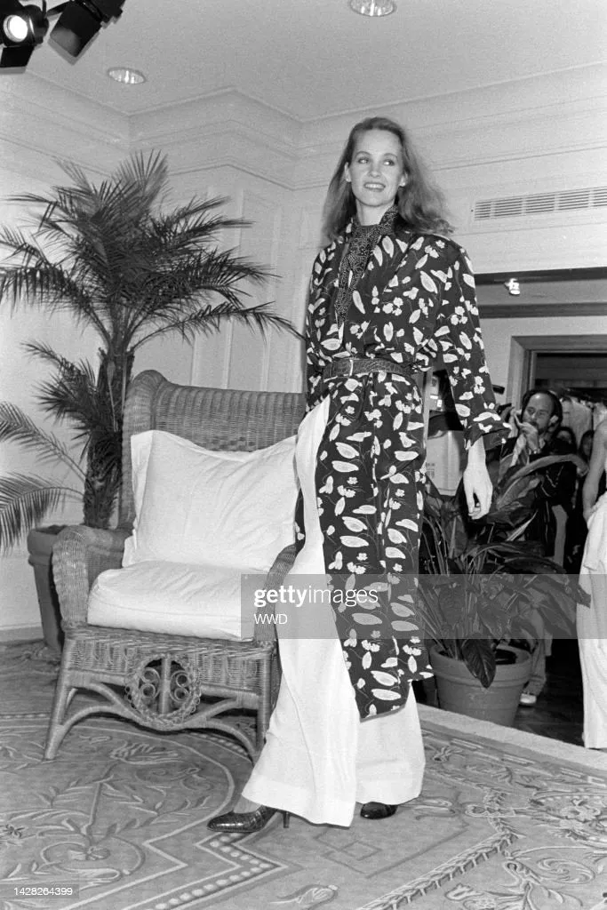 Ralph Lauren SS 1986 Brown Beige Floral Silk Duster