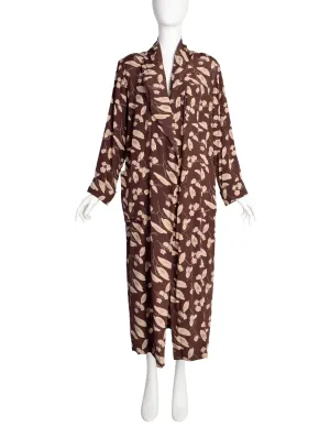 Ralph Lauren SS 1986 Brown Beige Floral Silk Duster