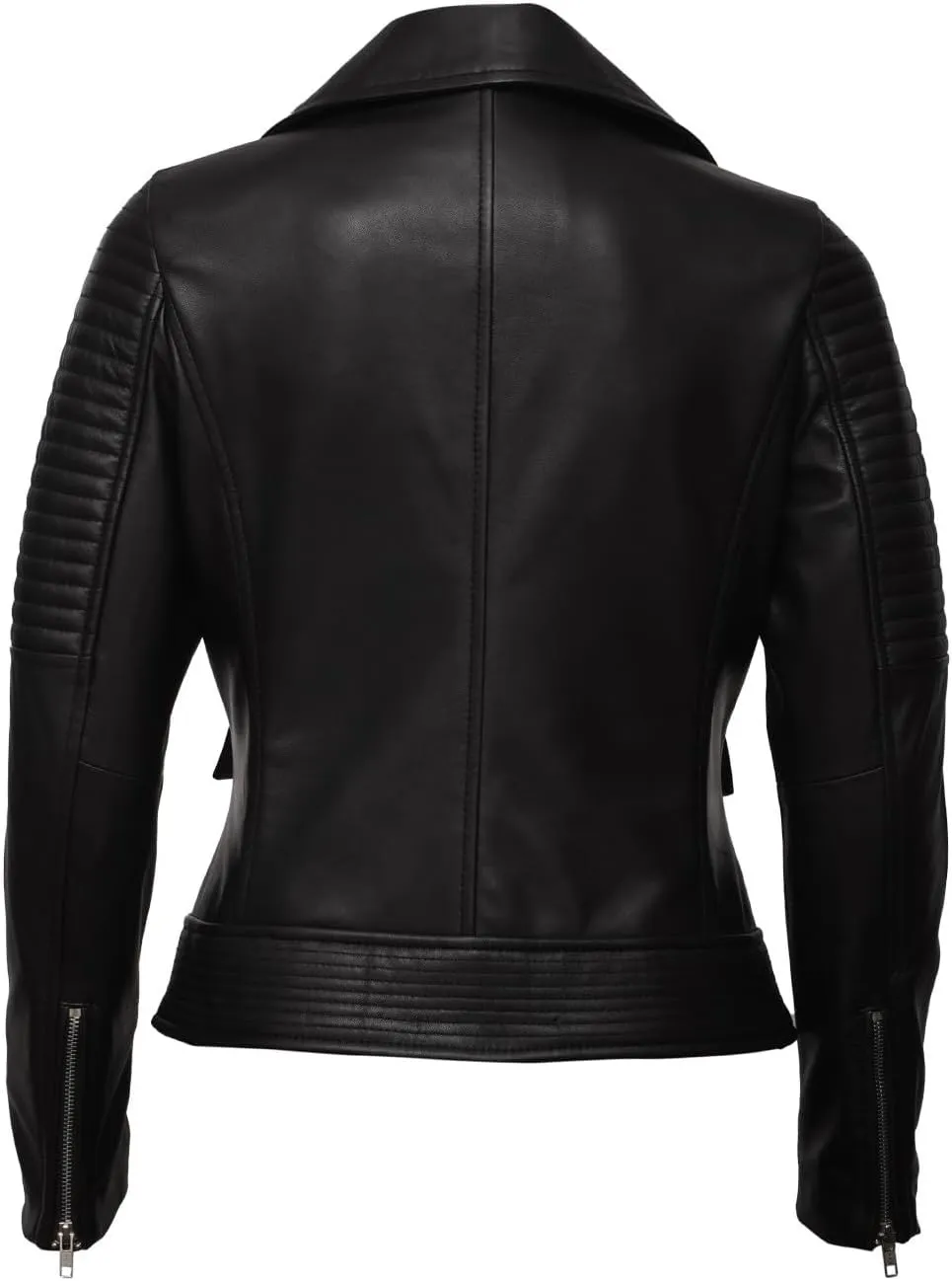 Real Lambskin Trendy Womens Leather Jackets Moto Biker Style Zip Up Motorcycle Jacket Women Outerwear With Pockets