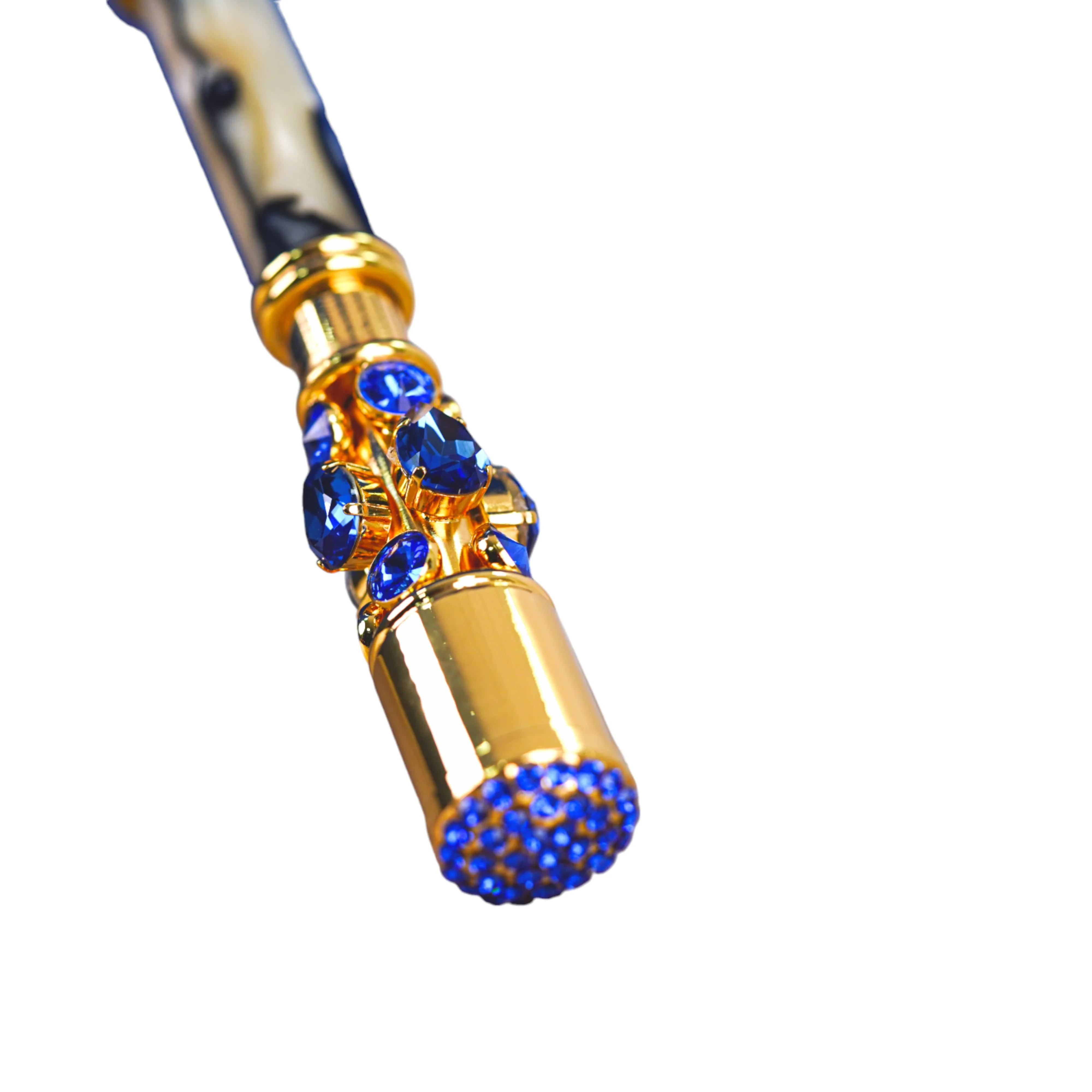 Sapphire Splendor: Handcrafted Electric Blue Umbrella with Crystal Handle