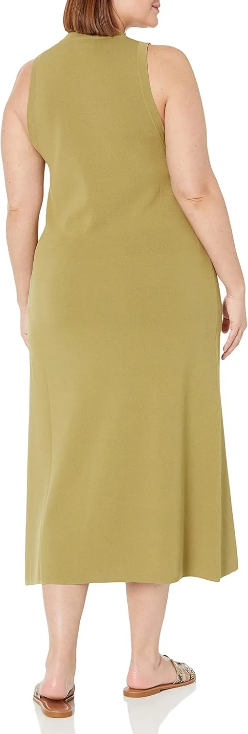 The Drop Women's Gabriela High Neck Cut-in A-line Side-Slit Maxi Sweater Dress