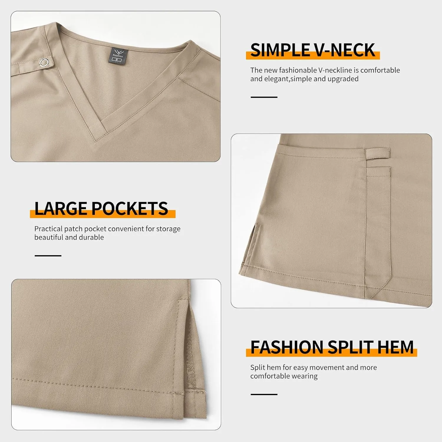 VIAOLI Scrubs Set for Women - Modern V-Neck Top & Tapered Leg Jogger Pants Multiple Pockets Nursing Uniforms