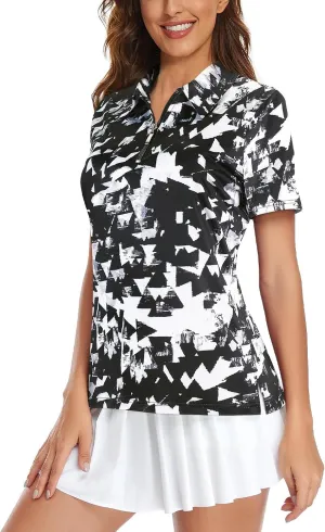 Viracy Womens Golf Shirt UPF50  Sun Protection Short Sleeve 1/4 Zip Up Polo Workout Tops Fast Dry Fit Moisture Wicking