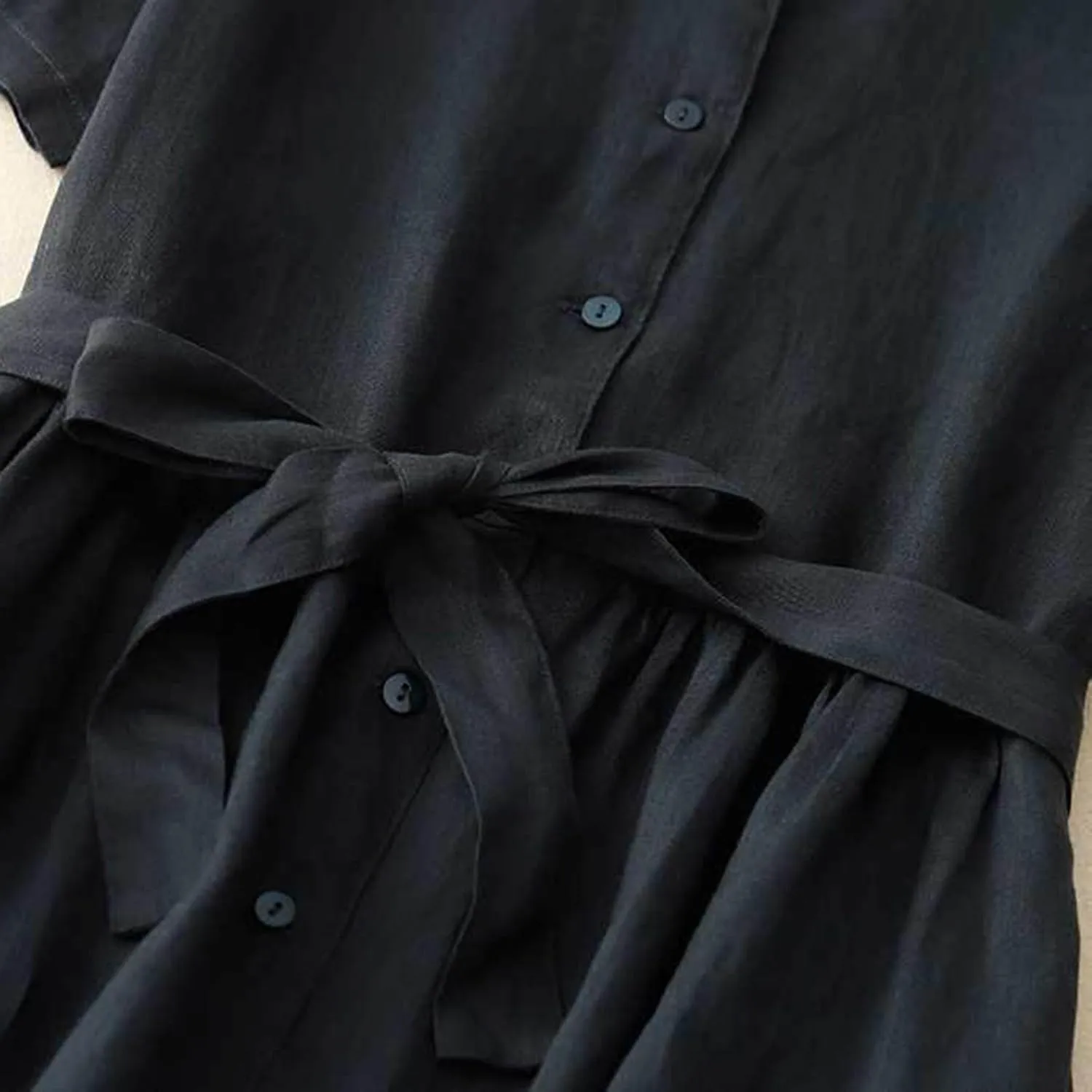 Women Bohemian Cotton Linen Dresses 3/4 Sleeve Maxi Long Dress Plain Classic Dresses Trendy Boho Dresses with Belt