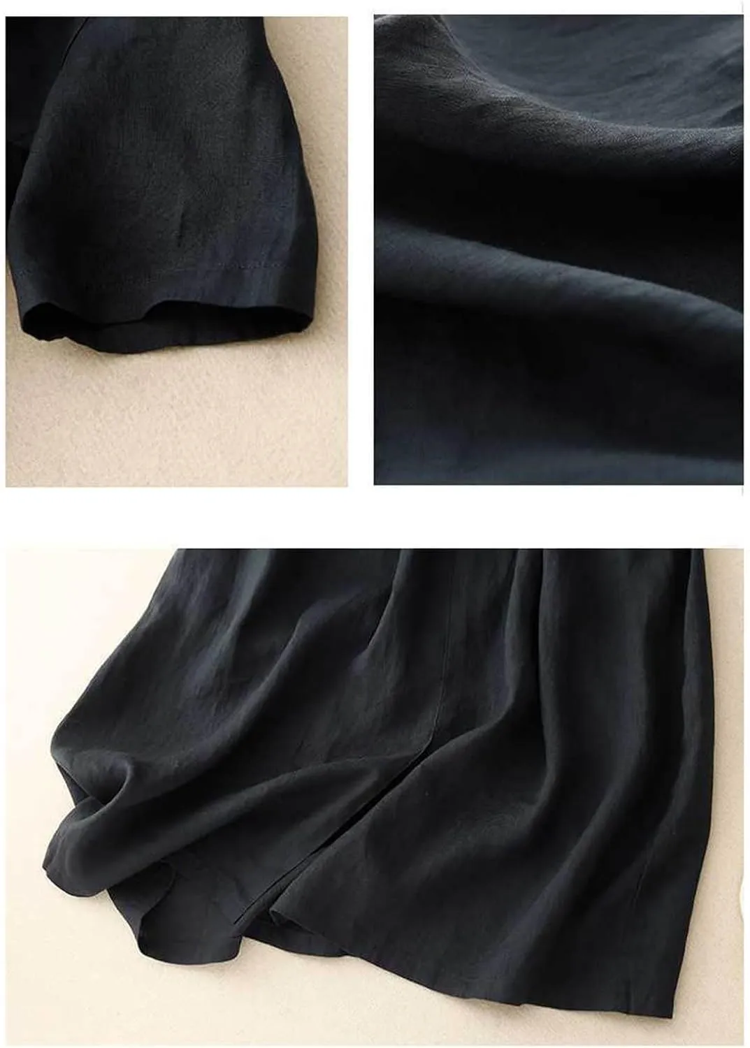 Women Bohemian Cotton Linen Dresses 3/4 Sleeve Maxi Long Dress Plain Classic Dresses Trendy Boho Dresses with Belt