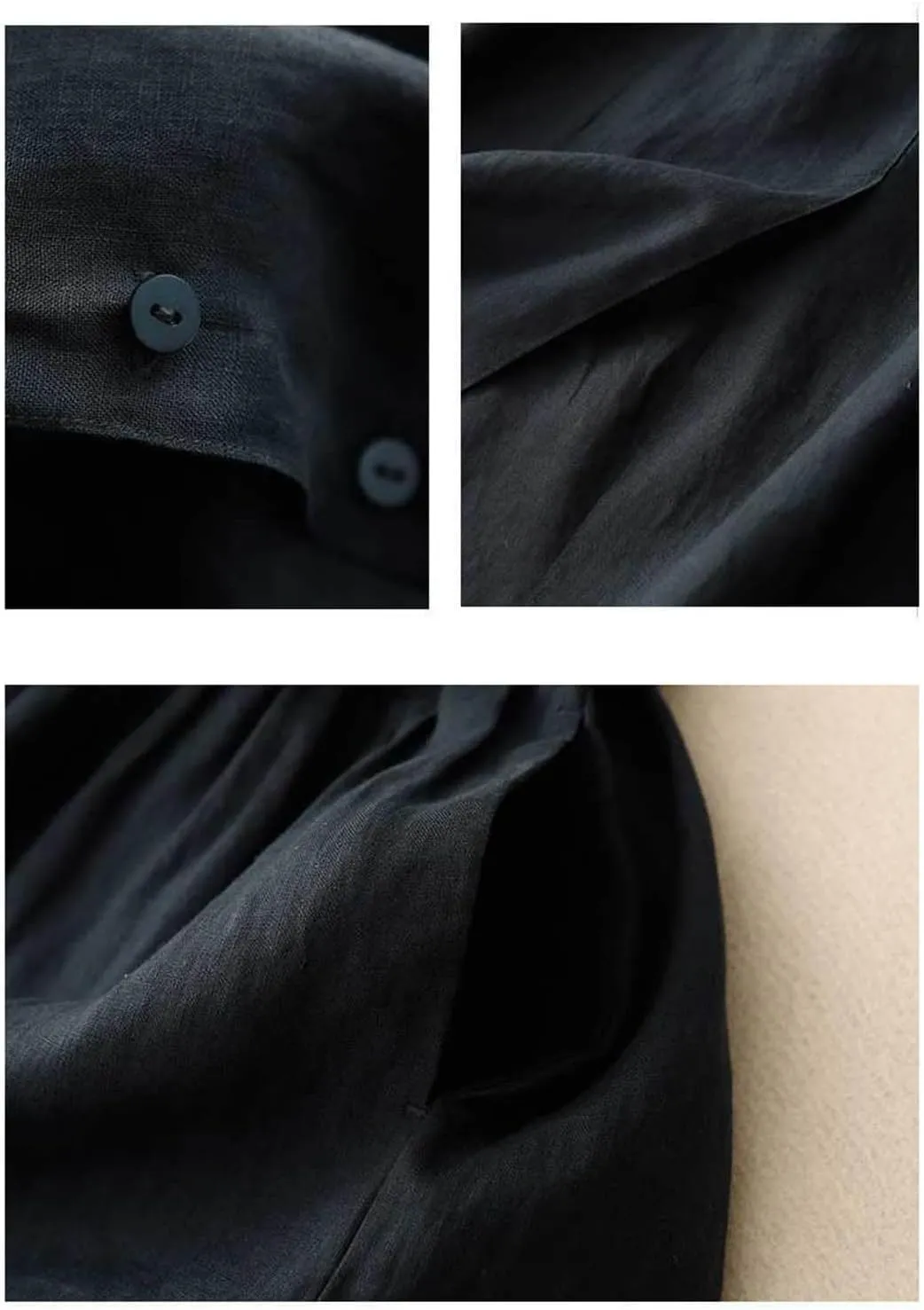 Women Bohemian Cotton Linen Dresses 3/4 Sleeve Maxi Long Dress Plain Classic Dresses Trendy Boho Dresses with Belt