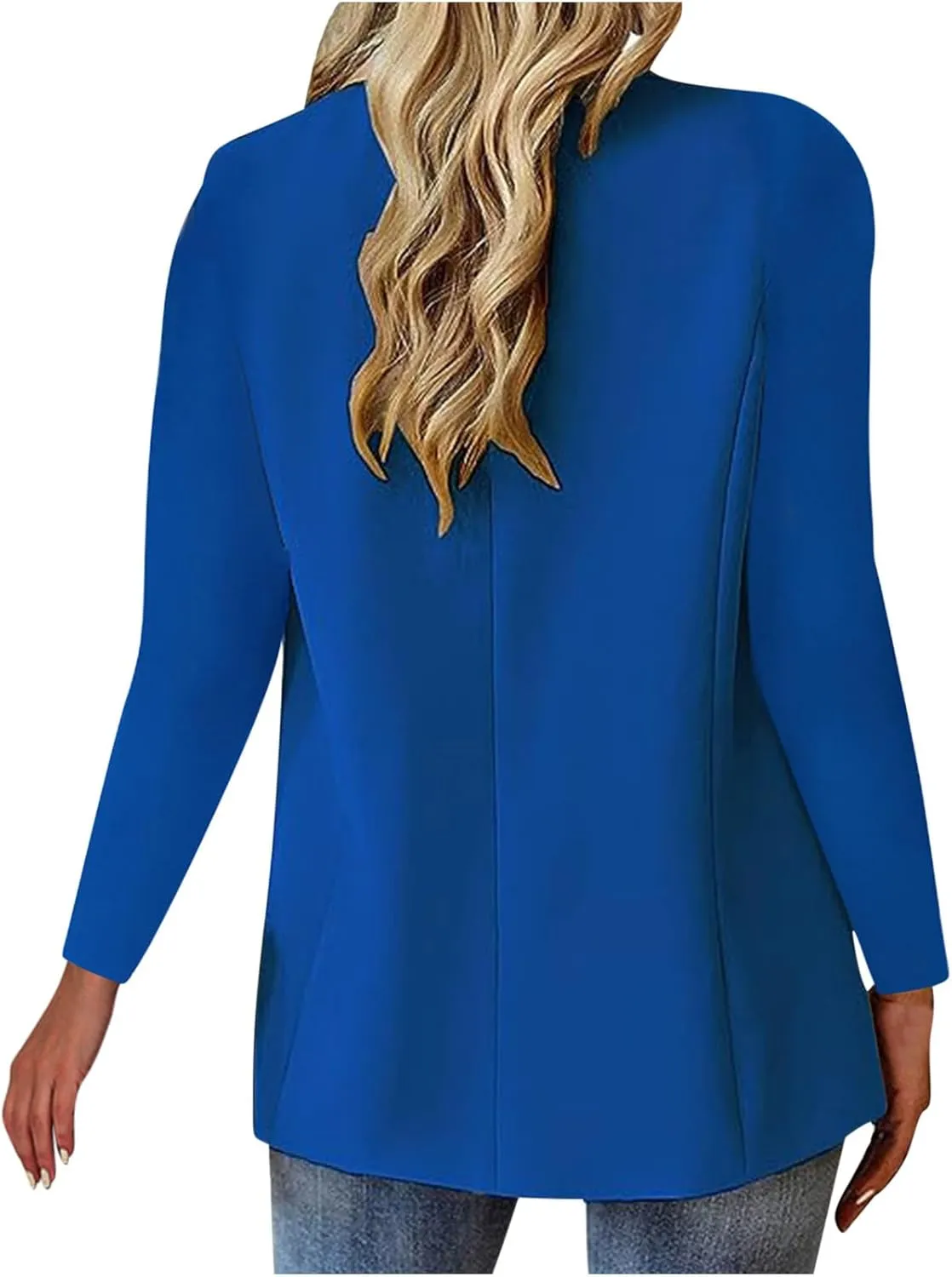 Women's Business Blazer Casual Trendy Lapel Slim Open Front Outerwear Fake Pocket Button Down Lightweight Jacket 2024