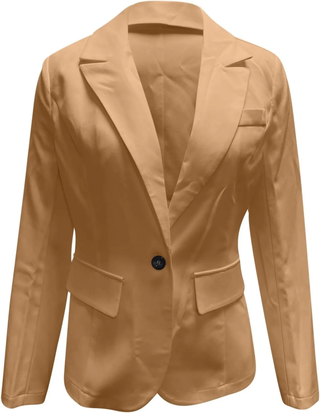Women's Business Blazer Casual Trendy Lapel Slim Open Front Outerwear Fake Pocket Button Down Lightweight Jacket 2024