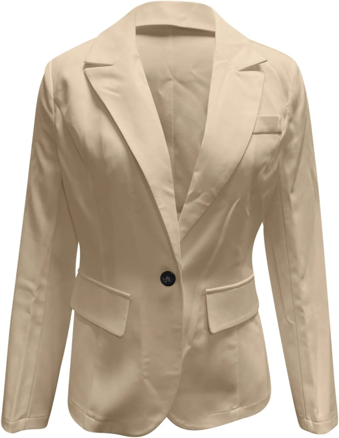 Women's Business Blazer Casual Trendy Lapel Slim Open Front Outerwear Fake Pocket Button Down Lightweight Jacket 2024