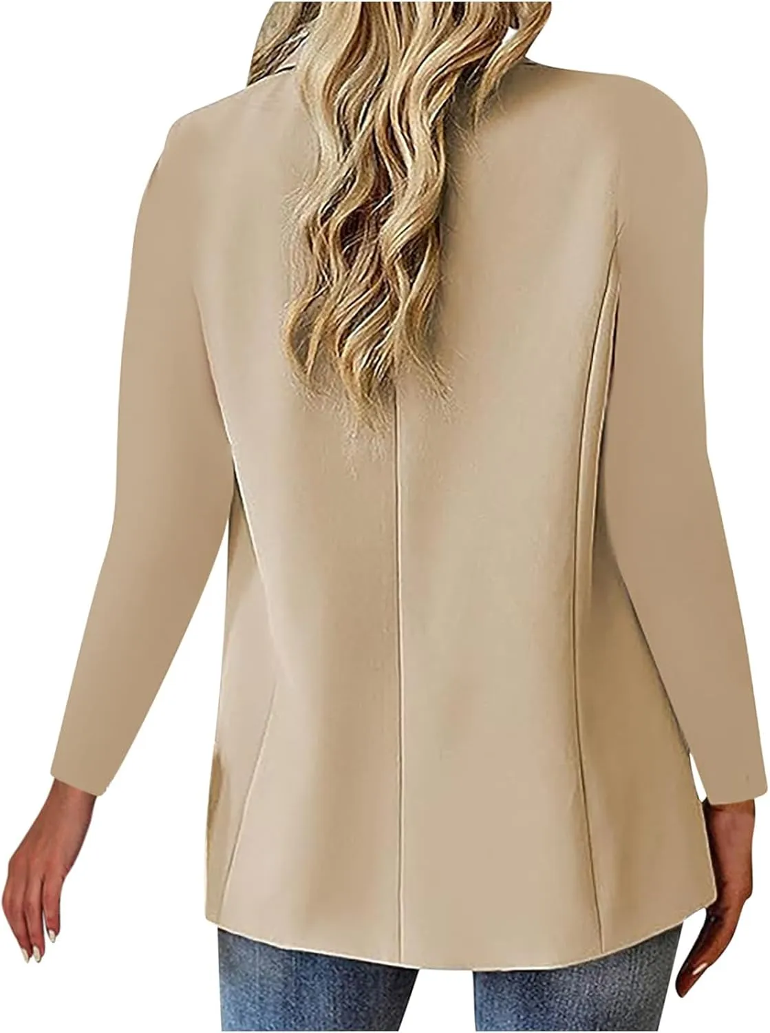 Women's Business Blazer Casual Trendy Lapel Slim Open Front Outerwear Fake Pocket Button Down Lightweight Jacket 2024