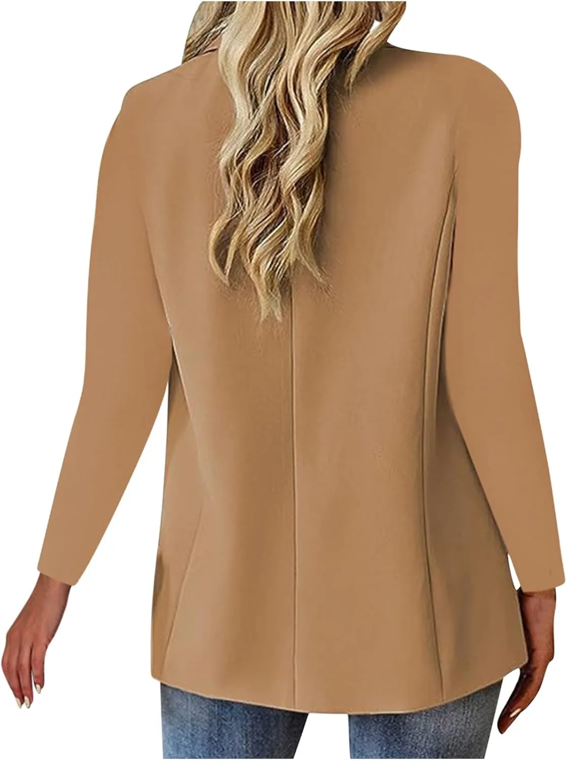 Women's Business Blazer Casual Trendy Lapel Slim Open Front Outerwear Fake Pocket Button Down Lightweight Jacket 2024