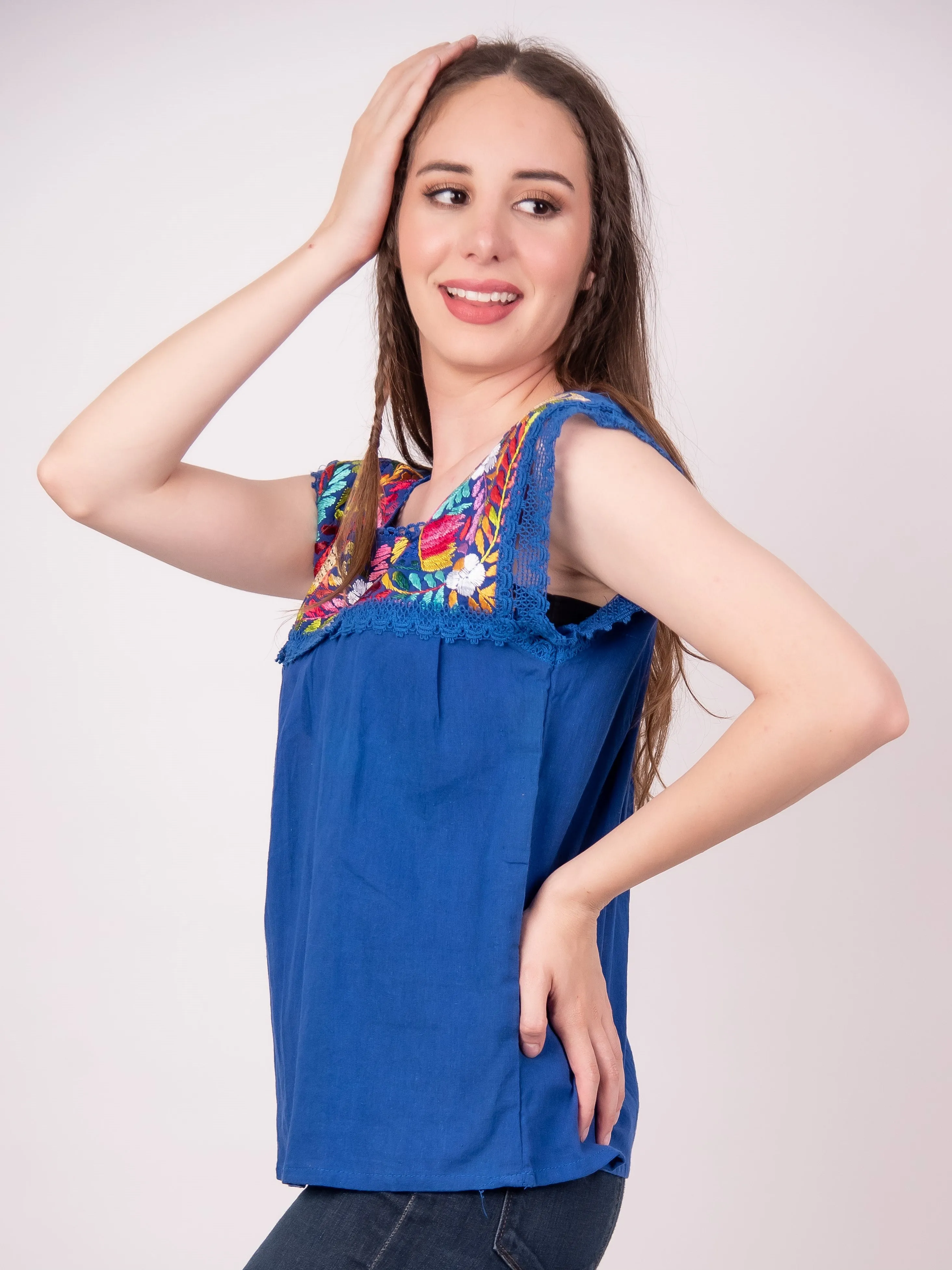 Yaritza Mexican Blouse Royal Blue